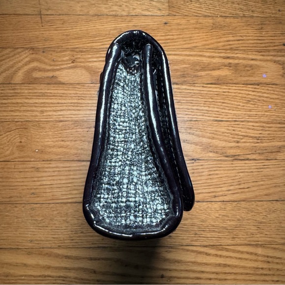 Brighton Black and Gray Tweed Clutch with Silver Flower and chain strap - Picture 4 of 10